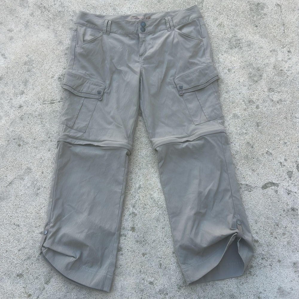 PrAna Women's Tan Convertible Cargo Hiking Ankle Pants Size 8